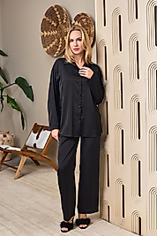 5103 CARAMEL ÖNDEN DÜĞMELİ OVER SIZE PİJ. TK.  SİYAH