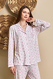 1115 JENİKA ÖNDEN DÜĞMELİ ÇİÇEK DESENLİ PİJ. TK PEMBE