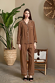 1118 ÖNDEN DÜĞMELİ PİJ. TAK. KAHVE