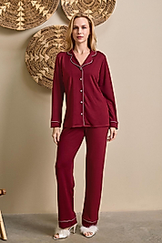 1117 JENİKA ÖNDEN DÜĞMELİ PİJ. TAK. BORDO