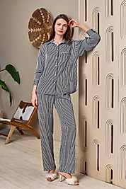 2113 ELENA ÖNDEN DÜĞMELİ ÇİZG. DANT. PİJ. TK. LACİVERT